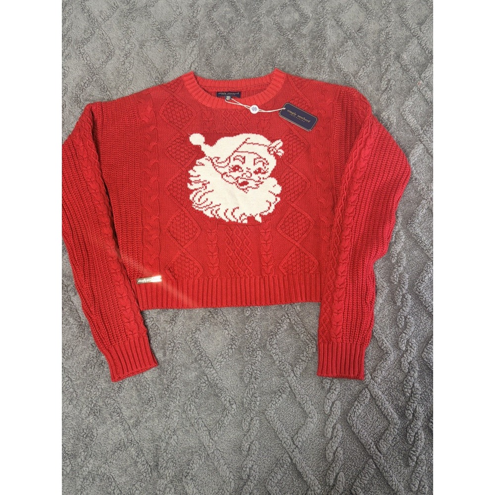 Simply Southern Sweater Womens Large Black Merry Christmas Holiday Pullover